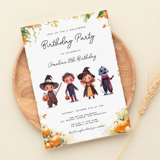Halloween kinderen verjaardag kaart