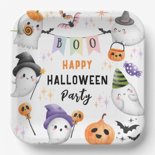 Halloween Kinderfeestje Papieren Bordje (Voorkant)