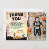 Halloween kinderkostuum verjaardagsfeestje bedankkaart (Voorkant)