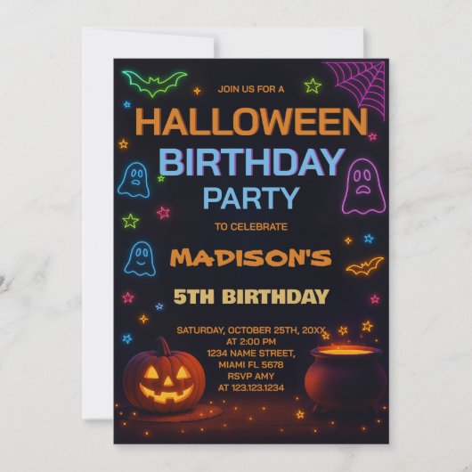Halloween Kinderverjaardagsuitnodiging Kaart (Voorkant)