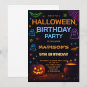 Halloween Kinderverjaardagsuitnodiging Kaart (Voorkant / Achterkant)