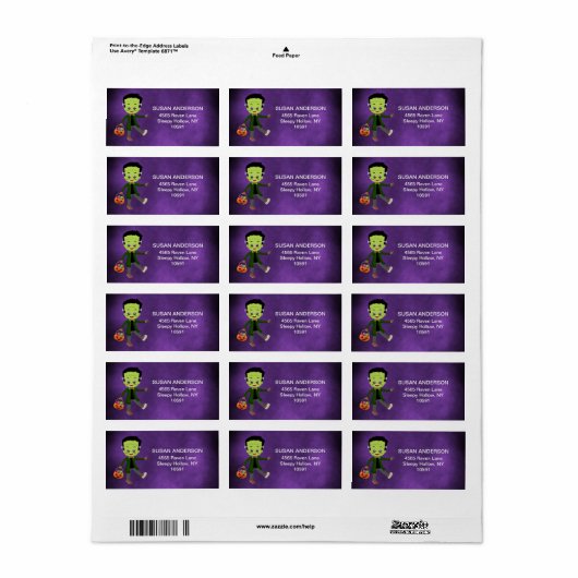 Halloween Kind's Kostuum Party Frankenstein Etiket (Full Sheet)