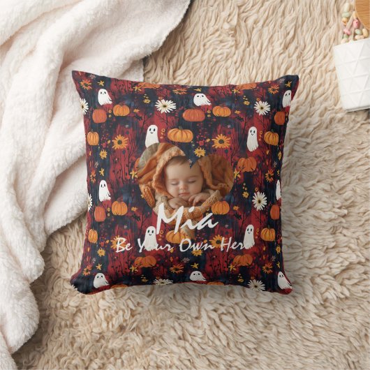 Halloween Kind's Pillow: Foto Aangepaste Naam & Qu Kussen (Deken)