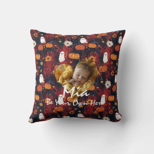 Halloween Kind's Pillow: Foto Aangepaste Naam & Qu Kussen (Achterkant)