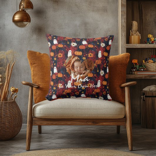 Halloween Kind's Pillow: Foto Aangepaste Naam & Qu Kussen
