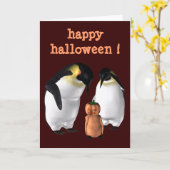 Halloween King Penguins Kaart (Gele Bloem)