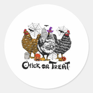 Halloween kip kuiken of behandelen spooky seizoen ronde sticker