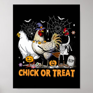 Halloween kip pompoen kuiken of behandelen spooky  poster