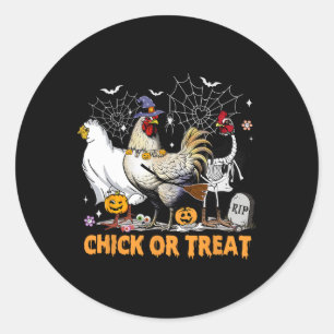 Halloween kip pompoen kuiken of behandelen spooky  ronde sticker