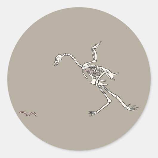 Halloween Kip Skelet Ronde Sticker (Voorkant)