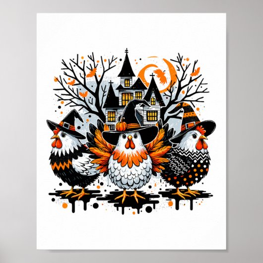 Halloween kippen boer kip meisje poster (Voorkant)