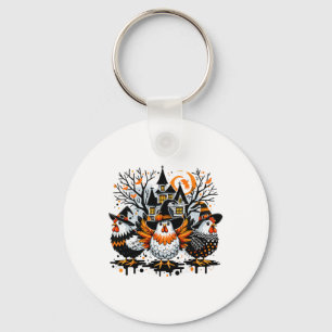 Halloween kippen boer kip meisje sleutelhanger