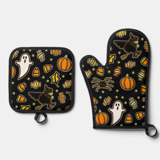 Halloween Kitchen Decor Ovenwant & Pannenlap Set (Voorkant)