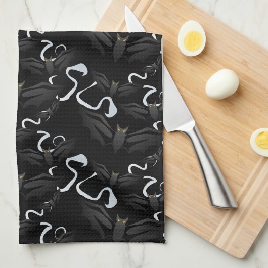 Halloween Kitchen Towel-Bats Theedoek (Quarter Fold)