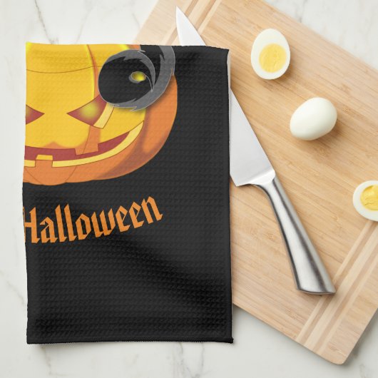 Halloween Kitchen Towel-Black Cat Theedoek (Quarter Fold)