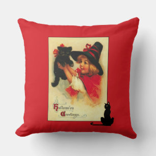  Halloween Kitten en Little Girl Throw Pi Kussen