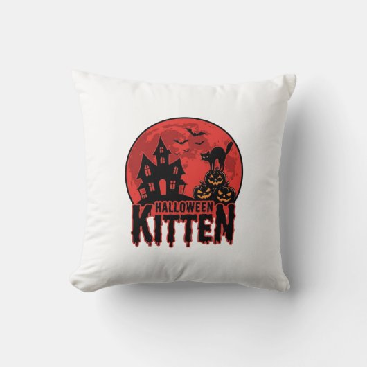 Halloween Kitten Geheime Huis Kat Grafisch_1 Kussen (Voorkant)