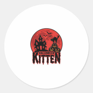 Halloween Kitten Geheime Huis Kat Grafisch_1 Ronde Sticker