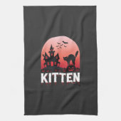 Halloween Kitten Geheime Huis Kat Ontwerp_1 Theedoek (Verticaal)