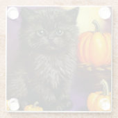 Halloween kitten Glazen Onderzetter (Achterkant)