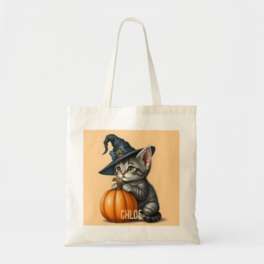 Halloween Kitten, Halloween Kitten Witch, Tote Bag (Voorkant)