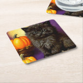 Halloween kitten Kartonnen Onderzetters (Schuin)