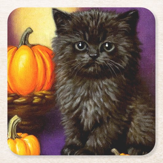 Halloween kitten Kartonnen Onderzetters (Voorkant)