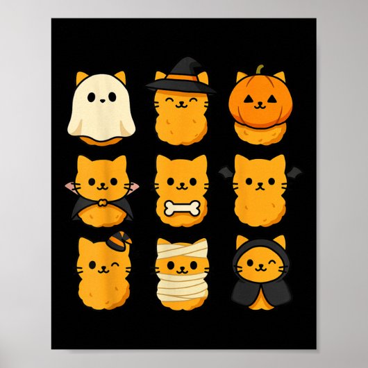 Halloween Kitten Nuggets Voedsel Pun Kat Liefhebbe Poster (Voorkant)