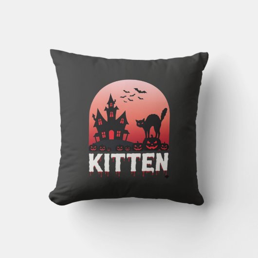 Halloween Kitten Spoken Huis Kat Design_1 Kussen (Voorkant)