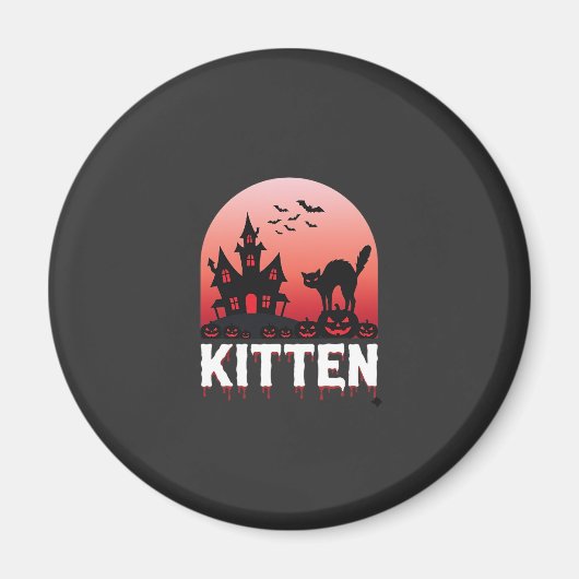 Halloween Kitten Spoken Huis Kat Design_1 Magneet (Voorkant)