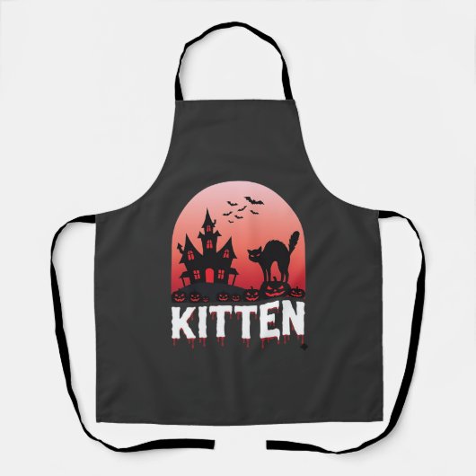 Halloween Kitten Spoken Huis Kat Ontwerp_1 Schort (Voorkant)