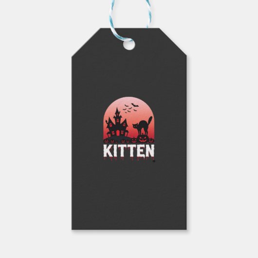Halloween Kitten Spokenhuis Kat Ontwerp_1 Cadeaulabel (Voorkant)