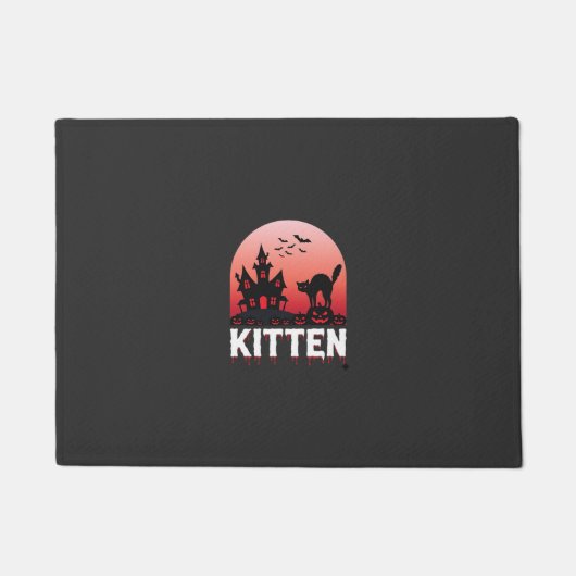Halloween Kitten Spokenhuis Kat Ontwerp_1 Deurmat (Voorkant)