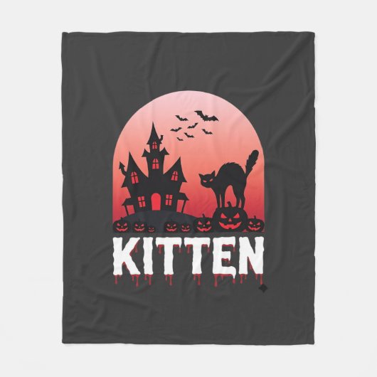 Halloween Kitten Spokenhuis Kat Ontwerp_1 Fleece Deken (Voorkant)