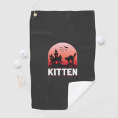 Halloween Kitten Spokenhuis Kat Ontwerp_1 Golfhanddoek (Insitu)