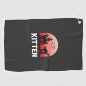 Halloween Kitten Spokenhuis Kat Ontwerp_1 Golfhanddoek (Horizontaal)