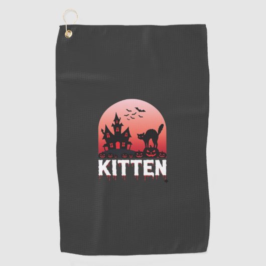 Halloween Kitten Spokenhuis Kat Ontwerp_1 Golfhanddoek (Voorkant)
