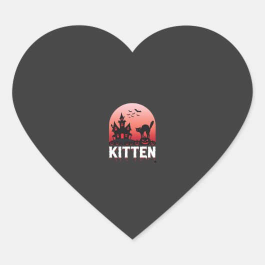 Halloween Kitten Spokenhuis Kat Ontwerp_1 Hart Sticker (Voorkant)