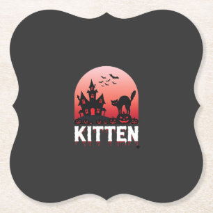 Halloween Kitten Spokenhuis Kat Ontwerp_1 Kartonnen Onderzetters