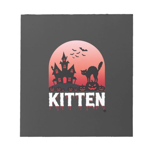Halloween Kitten Spokenhuis Kat Ontwerp_1 Notitieblok (Voorkant)