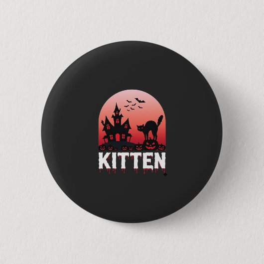 Halloween Kitten Spokenhuis Kat Ontwerp_1 Ronde Button 5,7 Cm (Voorkant)