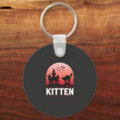 Halloween Kitten Spokenhuis Kat Ontwerp_1 Sleutelhanger (Voorkant)