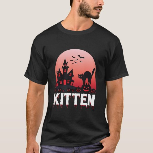 Halloween Kitten Spokenhuis Kat Ontwerp_1 T-shirt (Voorkant)