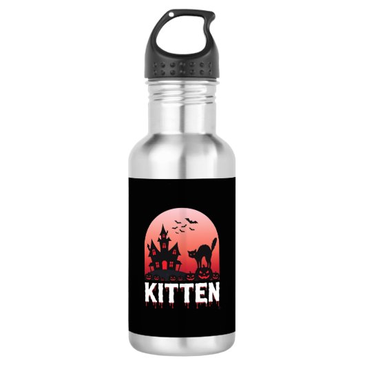 Halloween Kitten Spokenhuis Kat Ontwerp_1 Waterfles (Voorkant)