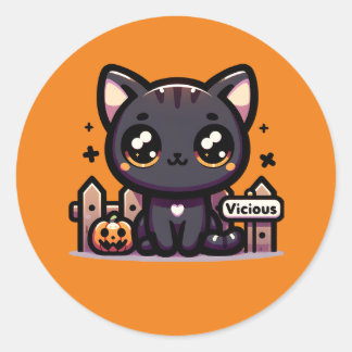 Halloween Kitten Vicious Schattige Cat Ronde Sticker
