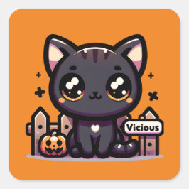 Halloween Kitten Vicious Schattige Cat Vierkante Sticker