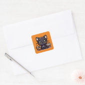 Halloween Kitten Vicious Schattige Cat Vierkante Sticker (Envelop)