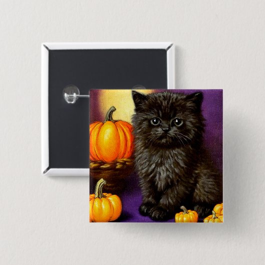 Halloween kitten Vierkante Button 5,1 Cm (Voorkant /achterkant)