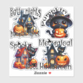 Halloween Kittens en pompoenen Sticker Blad (Vel)