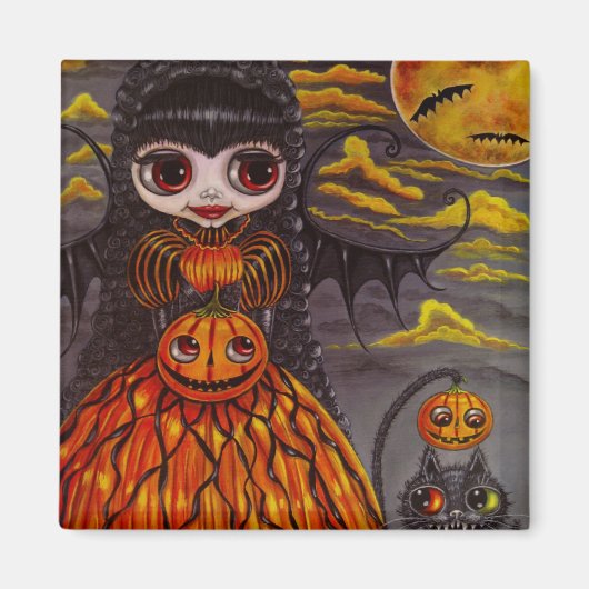 Halloween Kitty Cat Fairy Magneet (Voorkant)